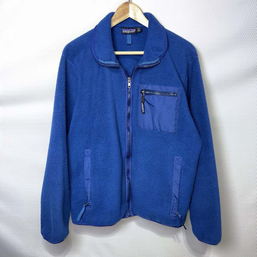 Patagonia Vintage Synchilla Fleece Jacket Men’s M Blue Full Zip USA Made 25021